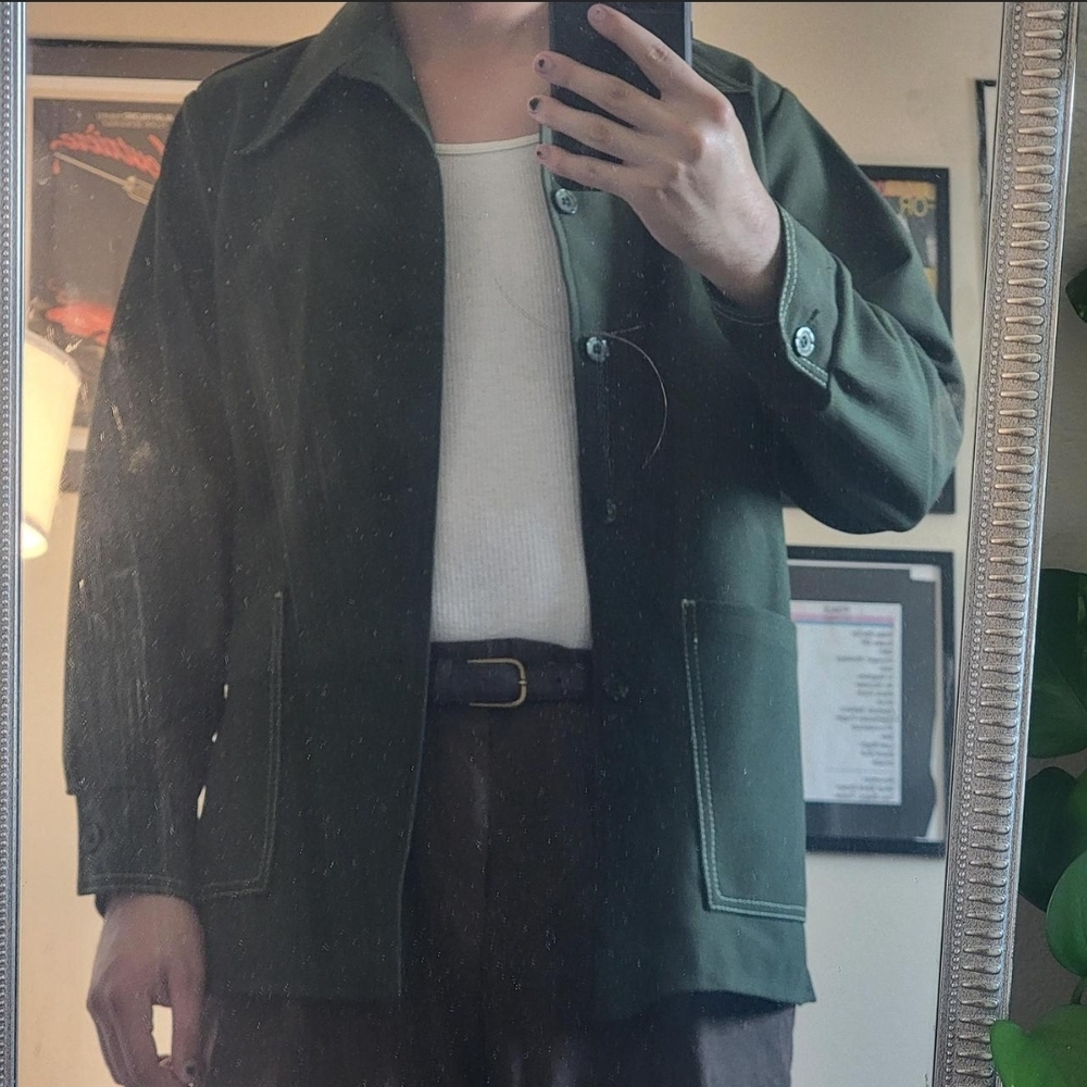70s Vintage Green Button Jacket